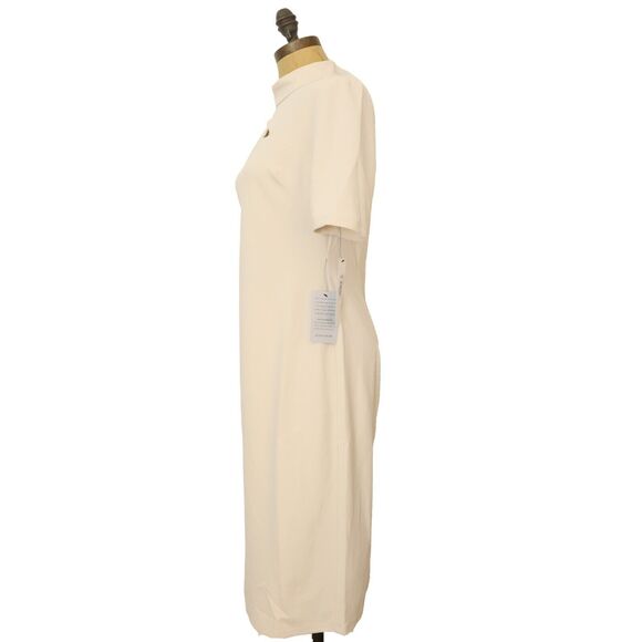 Maggy London Horn Cream Cutout Midi Dress Size 6 Sheath Short Sleeve NWT B59 - Picture 4 of 5